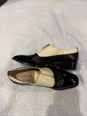 Pour La Victoire Two-Tone Black and Cream Derby Shoes